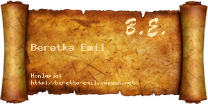 Beretka Emil névjegykártya